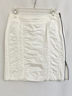 Gorgeous Rushed Skirt Cotton/Elastin Lined 2 Way Side Zip Open White Size 6